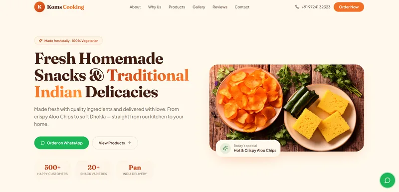 Koms Cooking website preview